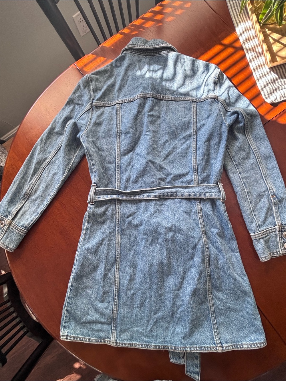 Zara Light Blue Denim Shirt Dress with Logo Tag sz S - Picture 13 of 13